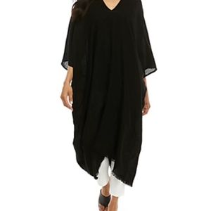 Eileen Fisher V-Neck Cotton Caftan Black